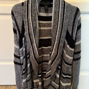 Grace Elements Striped Black and Gray Cardigan
